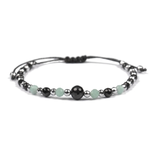 Bransoletka celebrytka czarny TURMALIN SZMARAGD HEMATYT ochrona i optymizm